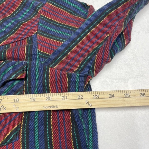 Vintage Saddle King Western Flannel Men's XL Pearl Snap Stripes Work Shirt - Picture 4 of 6